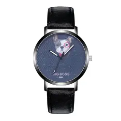 Женские часы круглый дизайн женские Роскошные Одежда Мода кварцевые популярный бренд женские кожаные часы