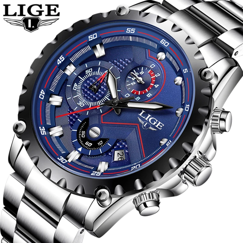 

LIGE Watch Men Fashion Sport Quartz Clock Mens Watches Top Brand Luxury Full Steel Business Waterproof Watch Relogio Masculino