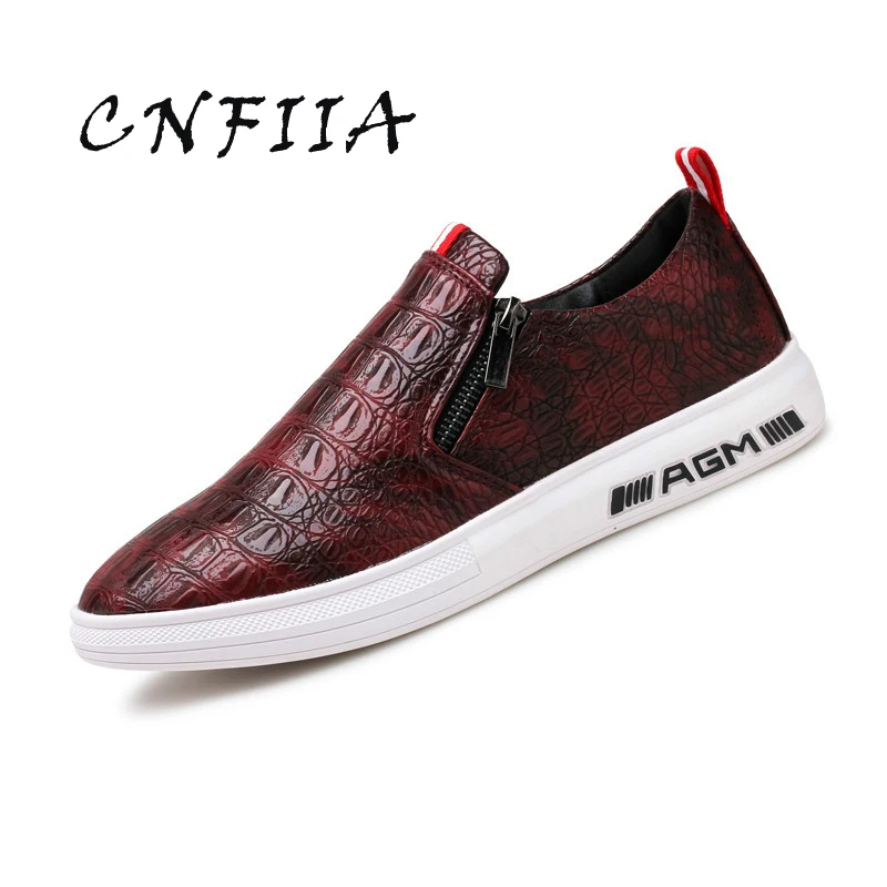 CNFIIA الأحذية الجلدية الرجال تزلج الأحذية مصمم أحذية رياضية 2018 الخريف الأسود الأحمر الأبيض مصمم أحذية الانزلاق على الأزياء الفاخرة العلامة ال...