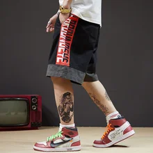 Японский Harajuku модные хип-хоп шорты для активного отдыха сшивание цветной человек свободные пять разделенных