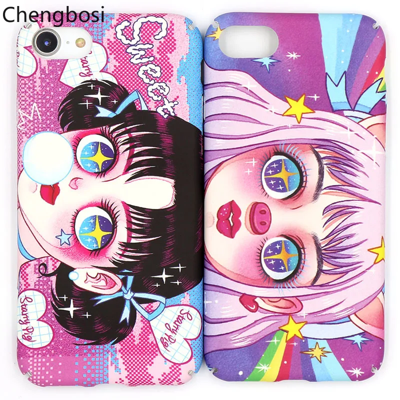 

Japanese Comic Girl Frosted Phone Case for IPhone 6 6s 78 Plus Fashion Creative Painted Hard Shell for IPhone X Girls Lady
