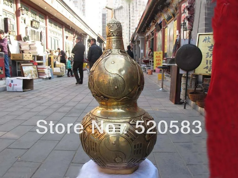 

Chinese Folk FengShui Brass YinYang Taiji Eight Diagrams Evil gourd calabash