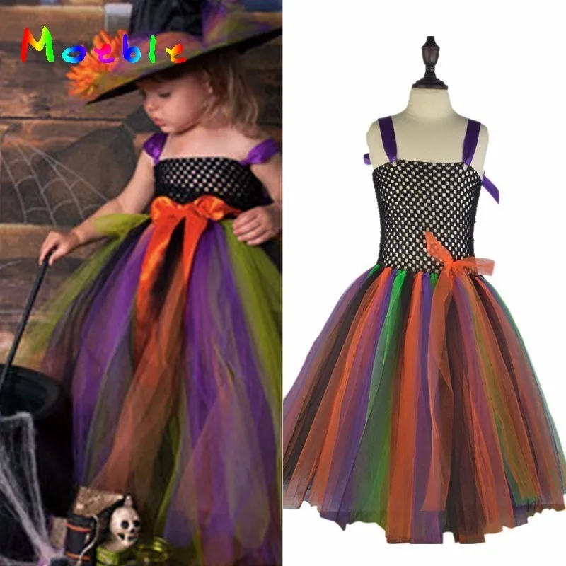 

Moeble Spooky Couture Witch Girls Tutu Dress Children Christmas New Year Costume Dresses Kids Cosplay Fancy Clothing Vestido