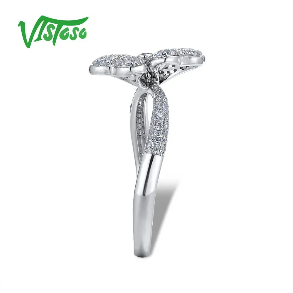 VISTOSO золотые кольца для женщин Подлинная 14 K 585 кольцо из белого золота сверкающие