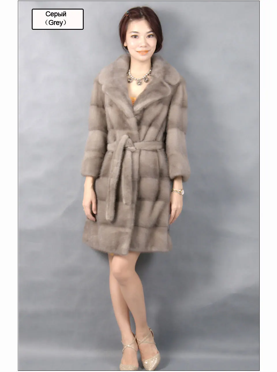 Cheap Genuine mink fur coat with  turn-down collar light color 100% natural mink fur coa t2019 10