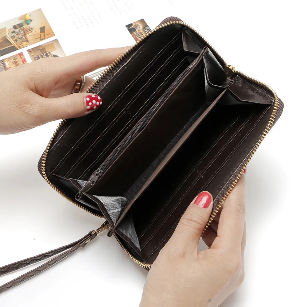

Fashion Women leather wallets Lichee Pattern multifunction big capacity bank ID card holder phone handbag Coin Bag Purse clutch