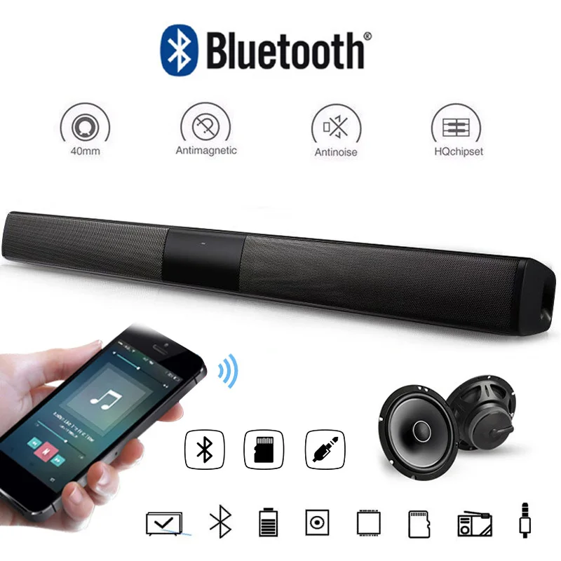 Звуковая панель с Bluetooth стерео 20 Вт Hifi Беспроводная колонка домашний кинотеатр система объемного звучания тонкий ТВ динамик TF FM магнитола с AUX колонкой