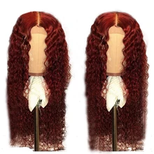 SimBeauty, красные кудрявые человеческие волосы на кружеве, парики, отбеленные узлы, перуанские волосы remy, парик 13*4 с детскими волосами для женщин, плотность 130