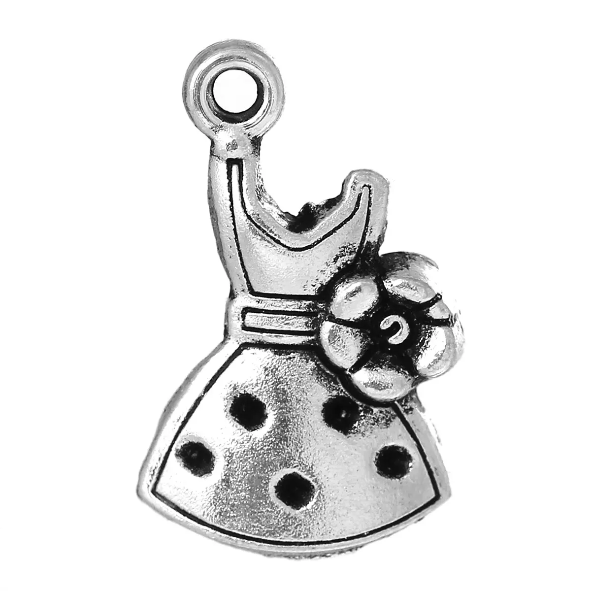 

Zinc metal alloy Charm Pendants Dress Antique Silver(Can Hold ss4 Rhinestone)FlowerInlaid faceteds 20mmx12mm,4 PCs