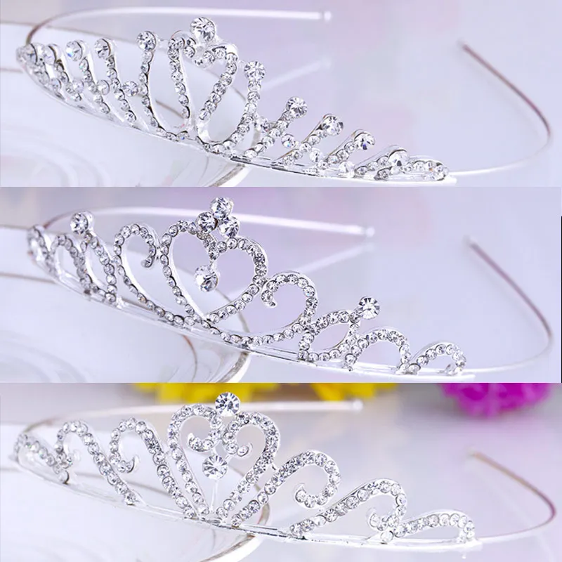 

Sale High Quality Kids girls Hair band Princess Crown Headband Popular Crystal Hair Accessiories bride Wedding Party