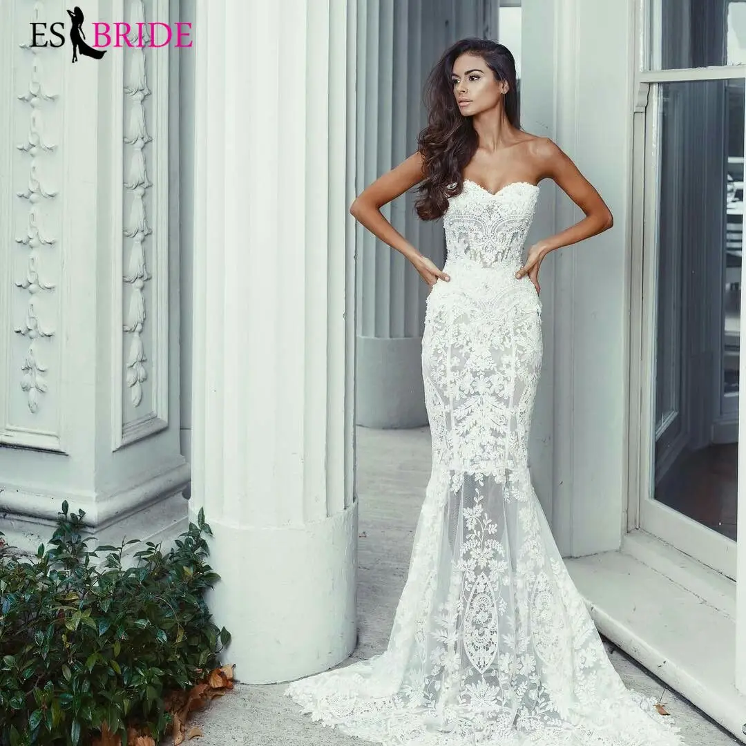 2019 white simple evening dresses long luxury Mermaid Princess formal dress women elegant lace special occasion dresses ES2601 2019 white simple evening dresses long luxury Mermaid Princess formal dress women elegant lace special occasion dresses ES2601
