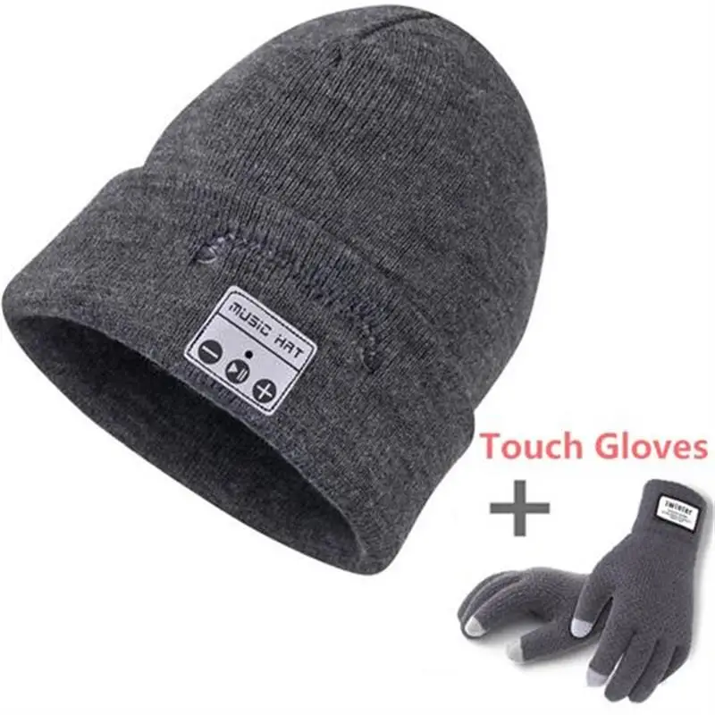 Fashion Bluetooth Beanie Music Hat with Speaker Wileless Bluetooth Headphone Headset Earphone Smart Hat+Touch Screen Gloves