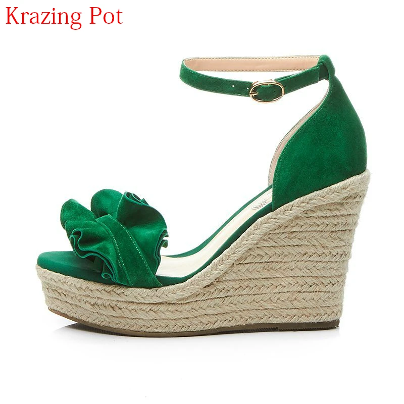 

2019 Fashion Superstar Brand Summer Shoes Ankle Strap Platform Peep Toe Women Sandals Runway Wedges High Heels Casual Shoes L65