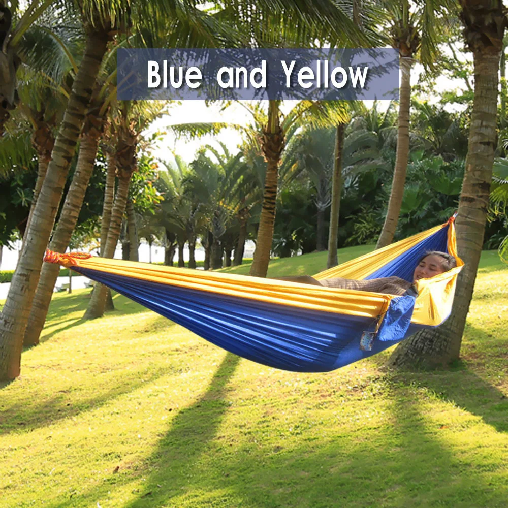 Outdoor One Person Assorted Color Parachute Nylon Fabric Hammock