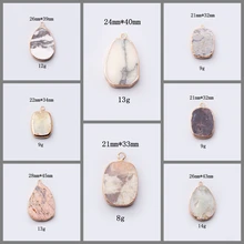 Микс драгоценных камней натуральная подвеска в виде каменного маятника каменная подвеска-Агат друзы подвески из камня ломтик ожерелье красочная подвеска ювелирные изделия для женщин золото DIY