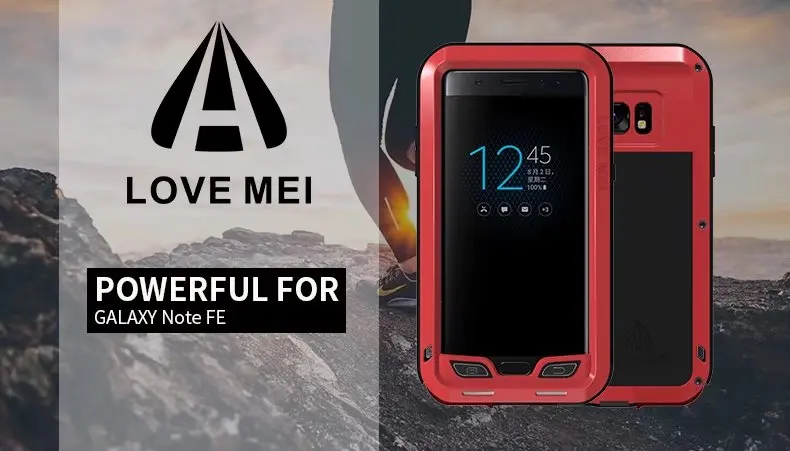 

Love Mei Powerful Aluminum Metal Shockproof case for Samsung Galaxy Note FE 360 Full protection case Life Waterproof