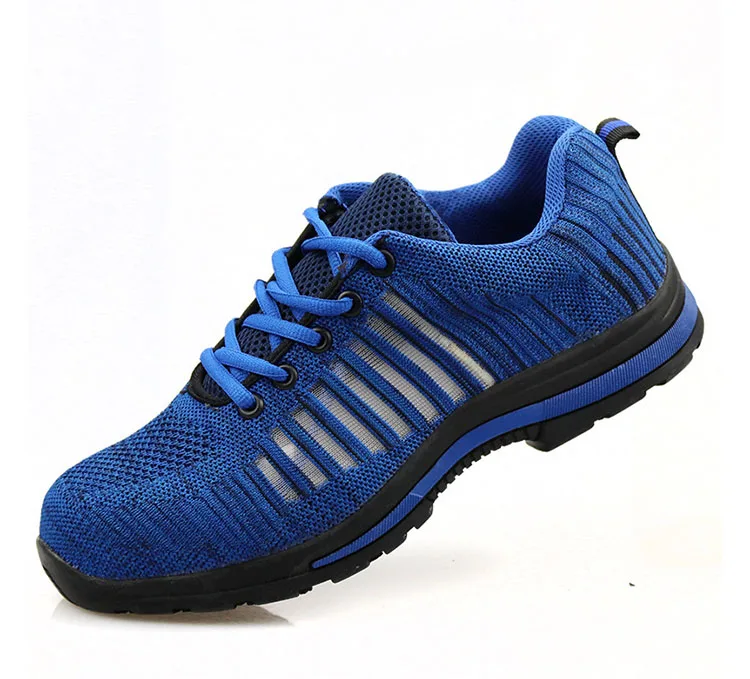 Мужская Рабочая обувь дышащая защитная обувь с дезодорирующими сетками защитная обувь со стальным носком на нескользящей подошве - Цвет: blue