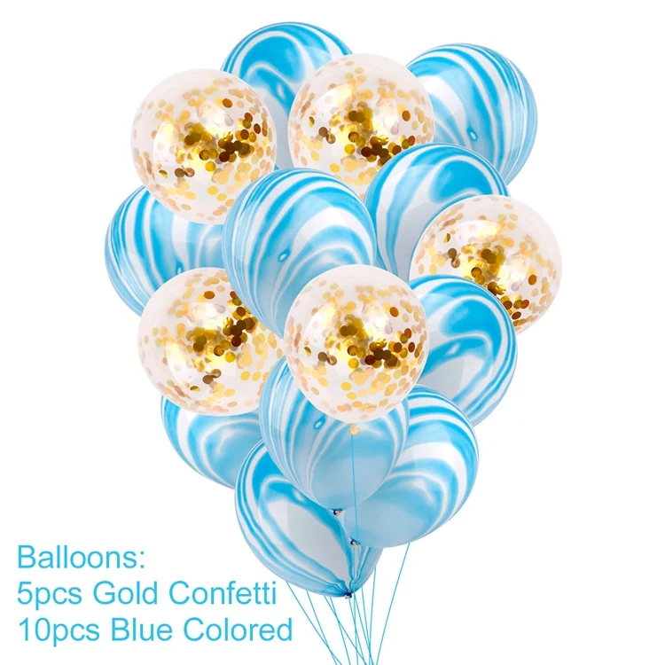 QIFU воздушный шар для дня рождения, детский шар, Свадебный декор, яркий прозрачный воздушный шар, украшение для дня рождения, для взрослых - Цвет: 15pcs BlueGold