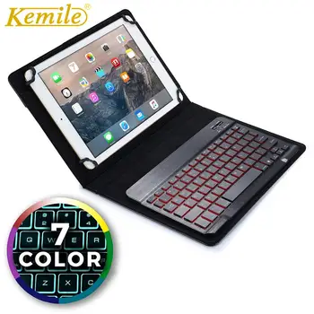 

Kemile Universal 9"-10.1" Magnetic Leather Case Wireless Bluetooth Keyboard for iPad Android Windows IOS Tablet backlit Keypad