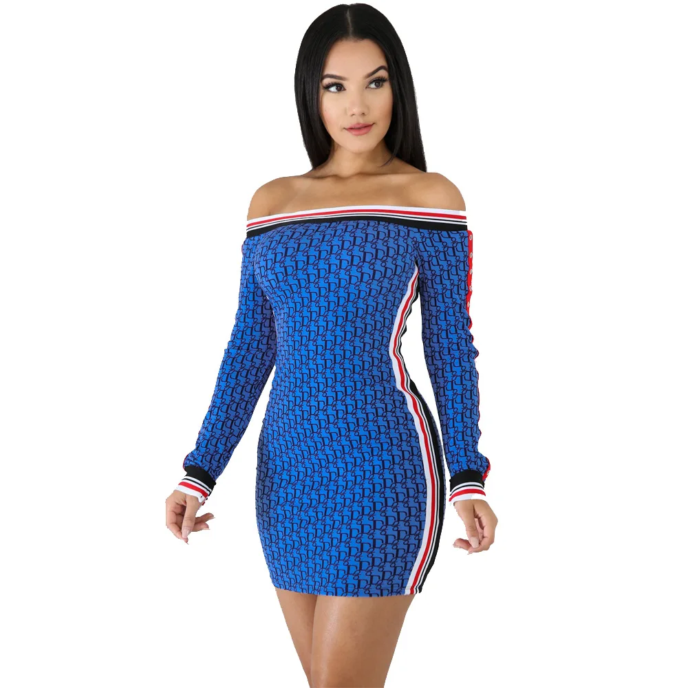 

2019 Women's Sexy Fashion Off Shoulder Spring Vestidos Dresses Ladies Bodycon Bandage Bodysuits Club Party Evening Mini Outfits