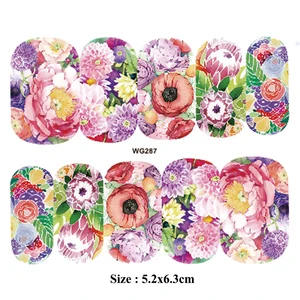 Image 2 - 18Sheets Blooming Flower Nail Art Water Decals Transfer Stickers Manicure Decor Mixed Nail Art Water Tattoo Stickers LAWG273 290