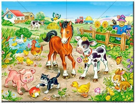 

DIY Diamond Painting Cross Stitch Kits Full Diamond Embroidery 5D Diamond Mosaic Home Decor Cartoon farm horse