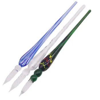 

1 pcs dip ink Glass pen Dipped In Ink Pen Pull Flower Glass Pen Color Ink Signature Pens Friends Birthday Creative