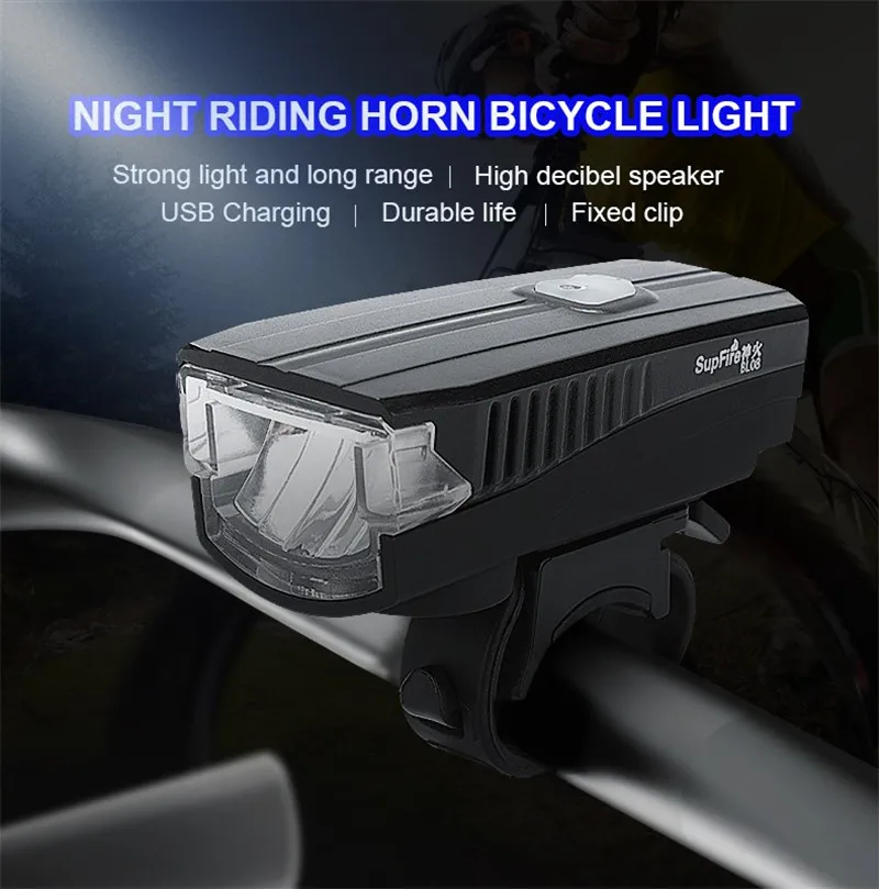 Вспышка светильник для велосипеда светильник светодиодный велосипедный передний светильник Supfire велосипедный светильник светодиодный фонарь BL08 велосипедный динамик водонепроницаемый 385 люмен лампа