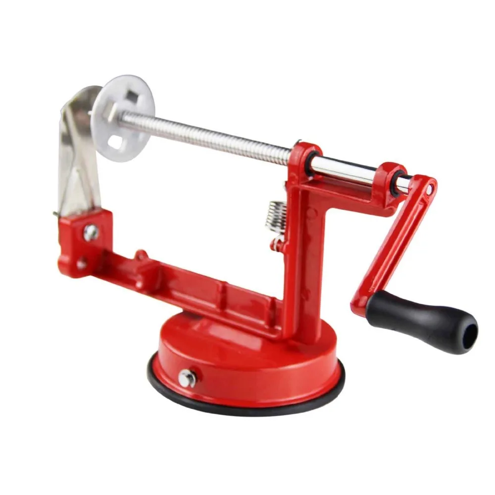 Manual Red Stainless Steel Twisted Potato Apple Slicer Spiral French Fry Cutter
