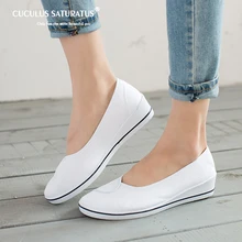 Cuculus/женские лоферы; мягкая парусиновая обувь на плоской подошве без застежки; Женская однотонная Повседневная дышащая обувь для мам; обувь на платформе; 804