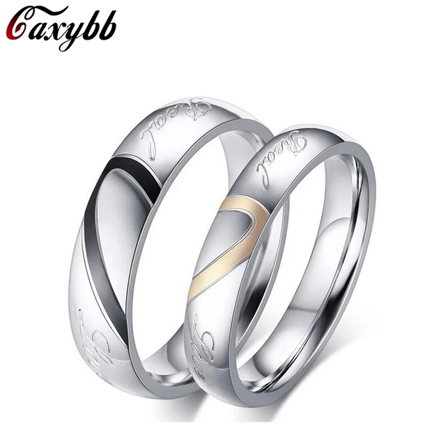 gaxybb stainless steel silver half heart simple circle real love couple ring wedding rings engagement rings - Circle Wedding Rings gaxybb stainless steel silver half heart simple circle real love couple ring wedding rings engagement rings - Circle Wedding Rings