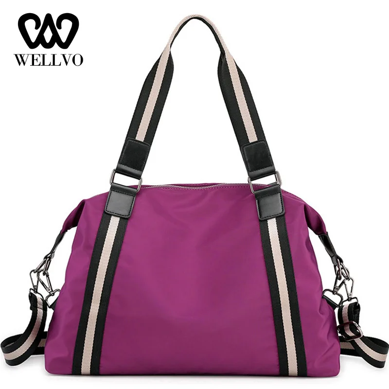 

Stripe Travel Bags Women Duffle Luggage Bag Nylon Portable Folding Big Handbags Tote Female Weekend Bags England Pouch XA668WB