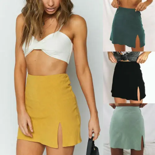 

Summer New Causal Fashion Women Girls High Waist Bodycon Bandage Solid Irregular Pencil Short Mini Skirt Evening Party Cub Skirt