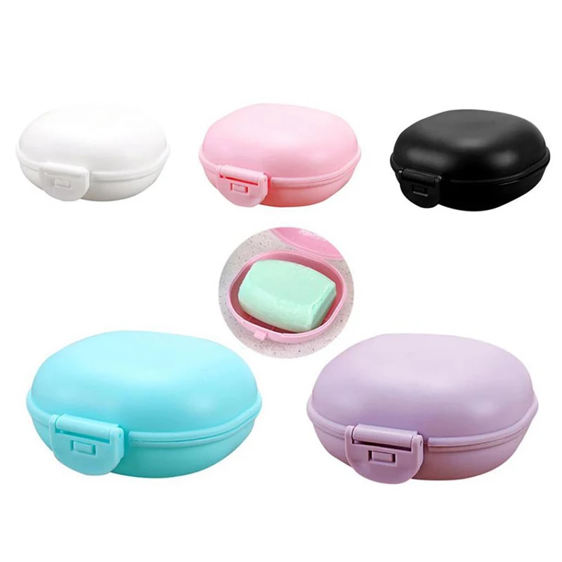 Portable Travel Rectangular Soap Dish Plastic Waterproof Lock Leak Dish