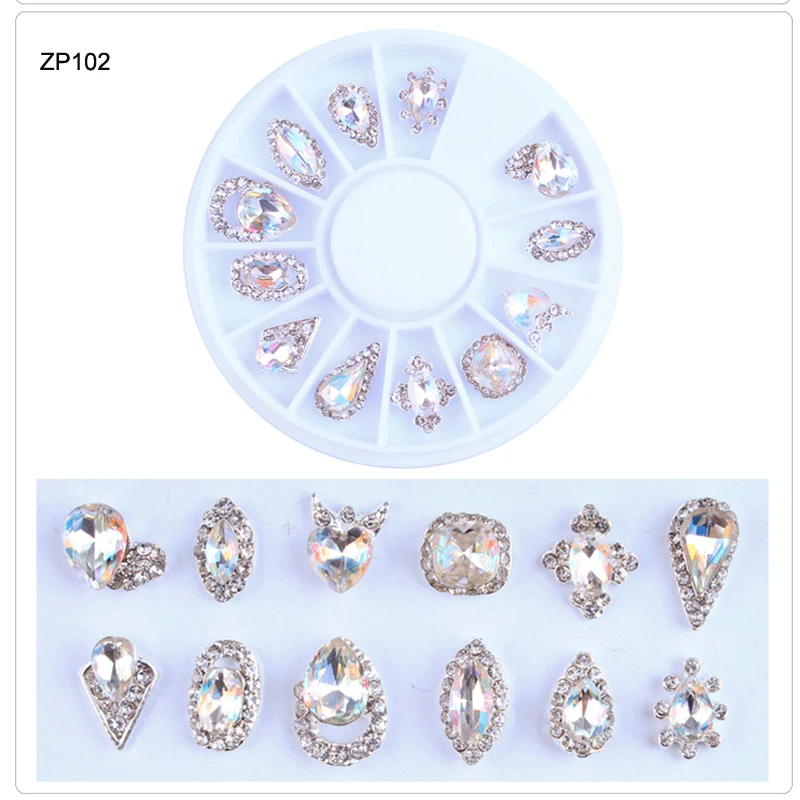 

3D Nail Diamond Glitter Wheel Decoration 12 Designs Nail Tips Diamonds Rhinestone For Diy Manicure Diamonds Art Glitter Tools &M