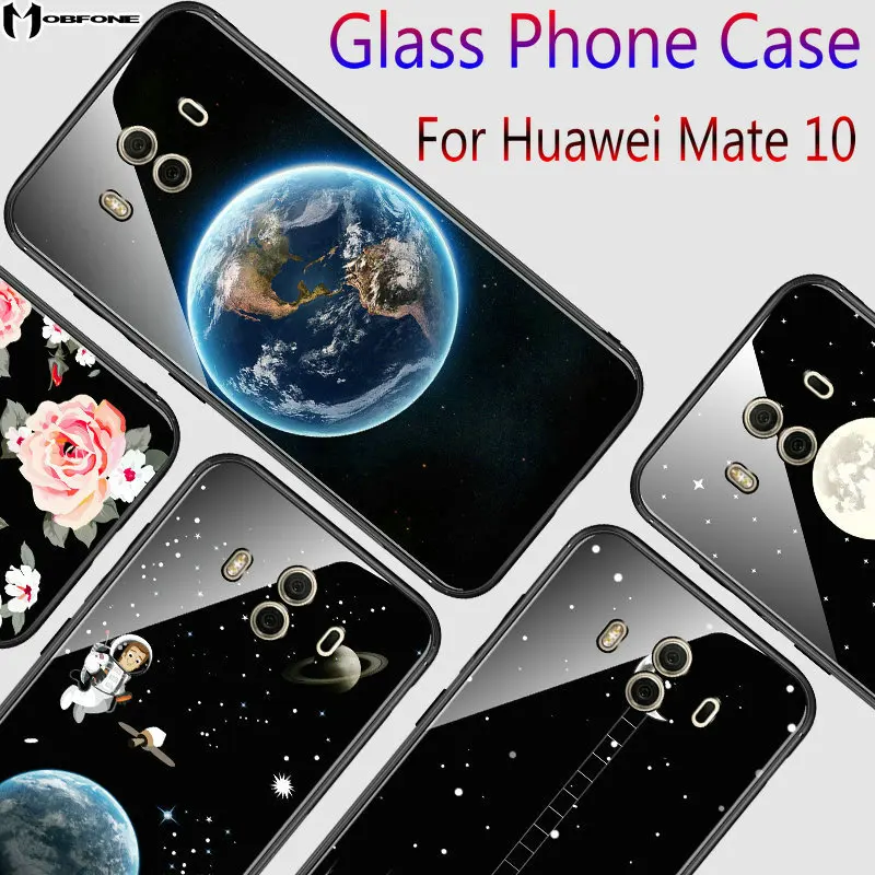Luxury Tempered Glass Phone Case For Huawei Mate 10 (5.9inch) New Funny Cute Patterned Protective Back Cover Cases |