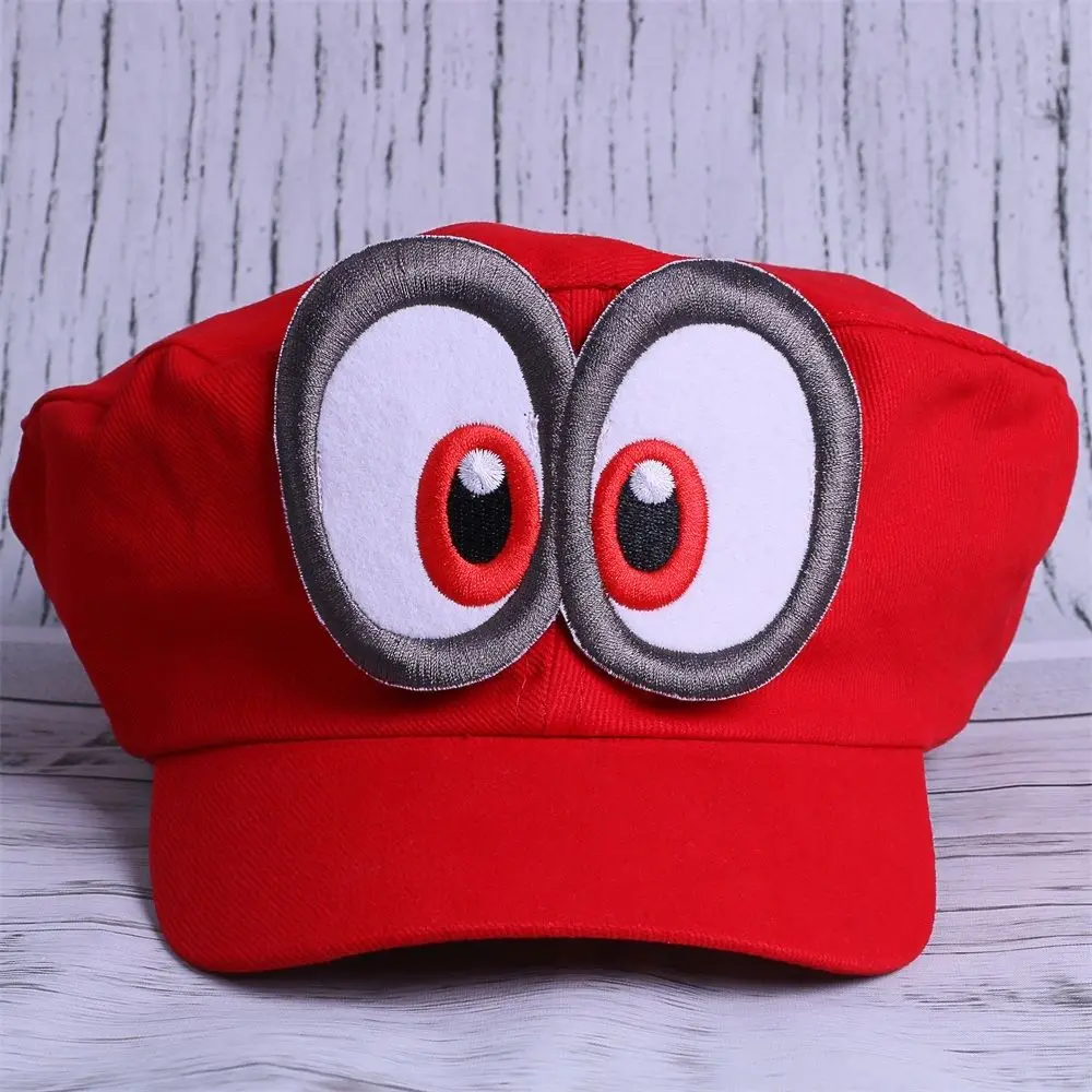 

Super Mario Odyssey Hat Cosplay Adult Kids Red Mario Cap Handmade Props New 2