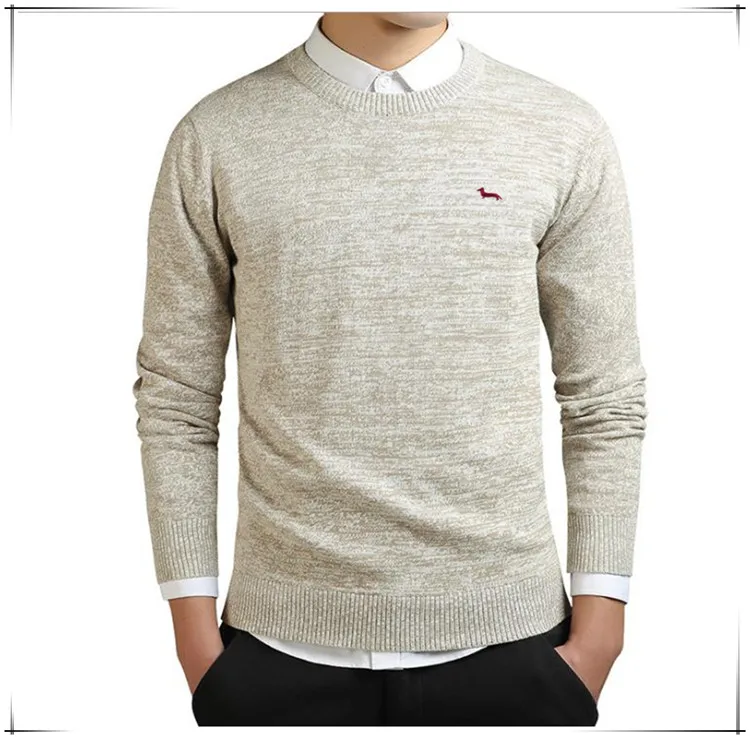 Стандартный Solid пуловеры Длинные рукава с круглым вырезом 100% норки кашемира осень и зима Для мужчин формальные вязаный свитер