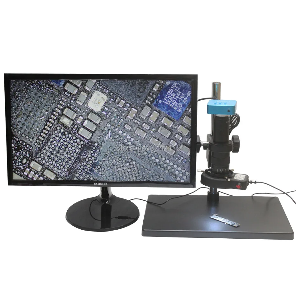20MP HDMI USB Video Industriële Monoculaire Microscoop Camera 180X 300X C-mount Lens Grote Basis LED Lichtbron