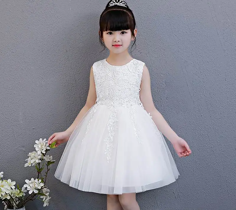 

Princess Dress for Flower Girls lace Sleeveless Fluffy Tullee Birthday Wedding Party Dress Children Clothing 1-12T A055