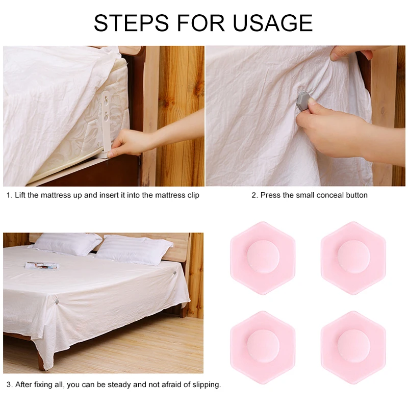 

4 Pieces of Quilt Clips Creative Sheets Non-slip Support Anti-slip Fixture Bed Cover Adjustable Fixed Bracket Home Accessories
