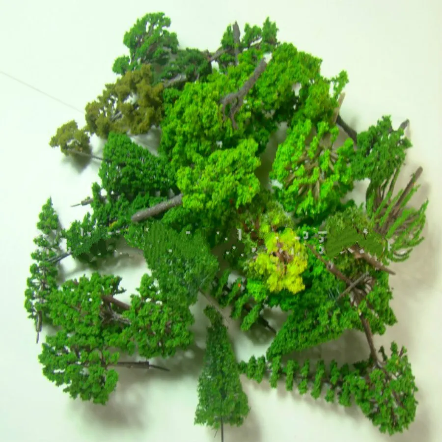 30Pcs/Lot Model Green Trees Mixed Wire And Plastic Model Landscape Train Layout Garden Scenery Miniature learning resources gears