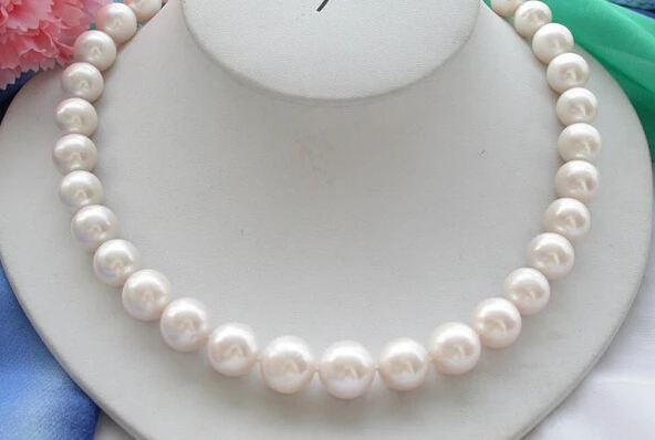 Best Price 0001860 Big 17\ 12-14mm white round Freshwater cultured pearl necklace mabe