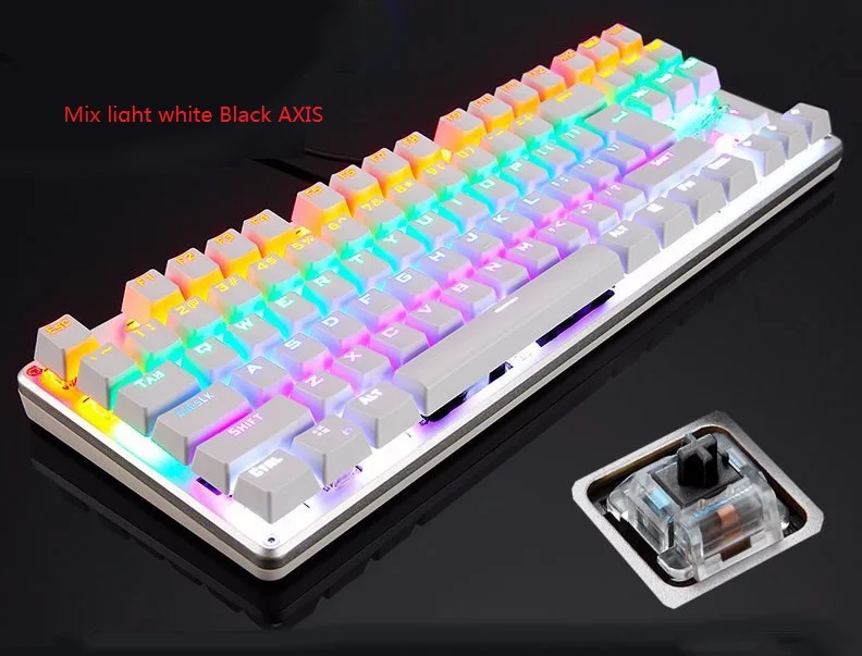 Lingbao игровая механическая клавиатура 87 ключ синий черный переключатель Радуга с