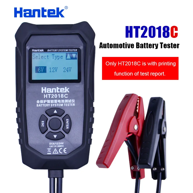 Hantek HT2018B/HT2018C 6 в 12 В 24 в автомобильный тестер для зарядки аккумулятора анализатор с ЖК-дисплеем - Цвет: HT2018C