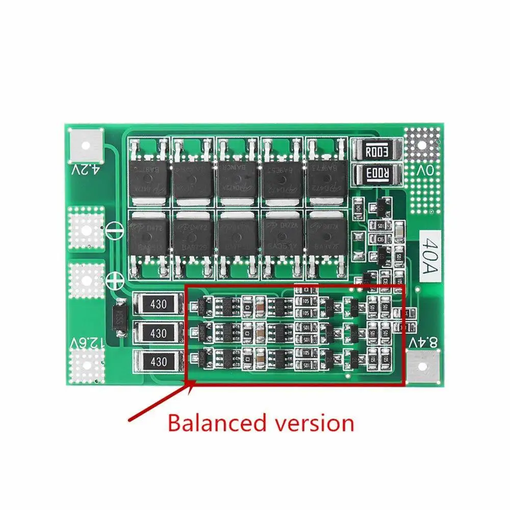 3S 40A BMS 11,1 V 12,6 V 18650 литиевая батарея Защитная плата с улучшенной/сбалансированной версией для сверла 40A ток diy kit