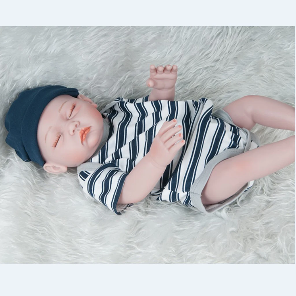 Realistic Infant Newborn Baby Boy Doll Handmade Baby Real Looking 20inch Reborn Infant Doll, Baby Boy Doll with Nursing Supplies