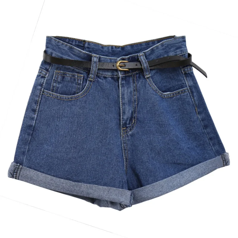 Женские летние джинсовые шорты в стиле ретро с высокой талией, свернутые джинсовые шорты с карманами, новое поступление