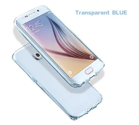 Clear Soft Phone Case For Samsung Galaxy Note9 8 A6 A8 Plus J6 J4 J8 A3 A5 A7 J5 J7 Neo Prime Silicone Full Cover - Цвет: Синий
