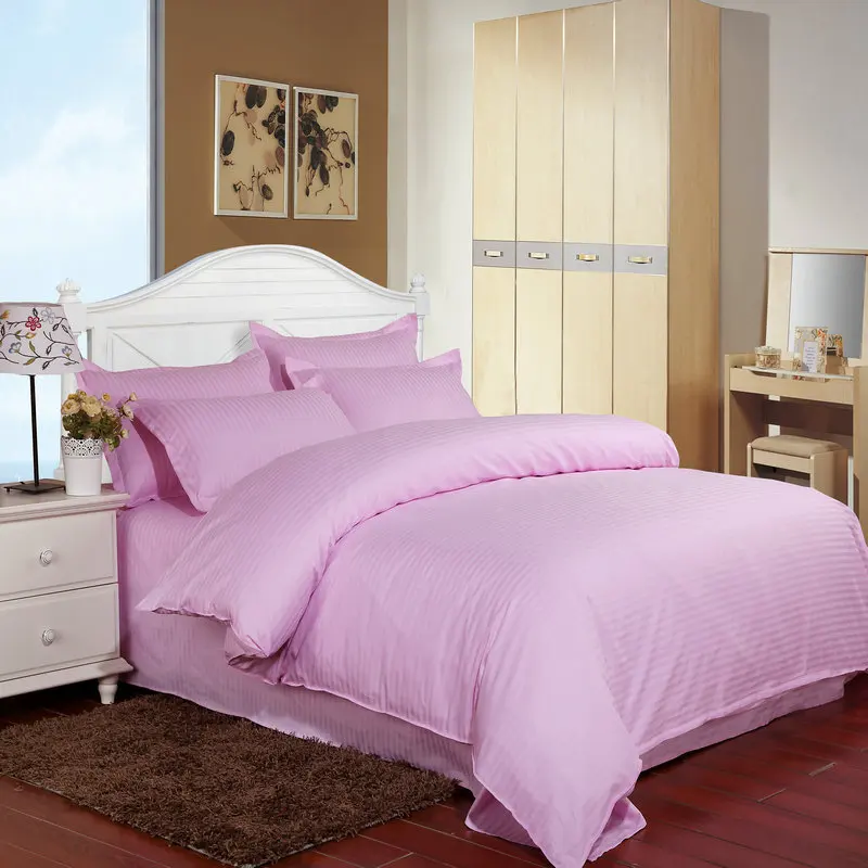 Чистый белый сатиновый хлопковый комплект постельного белья для отеля, высокое качество, 5 звезд, постельное белье для отеля, Твин, полный размер, королева, король - Цвет: pink
